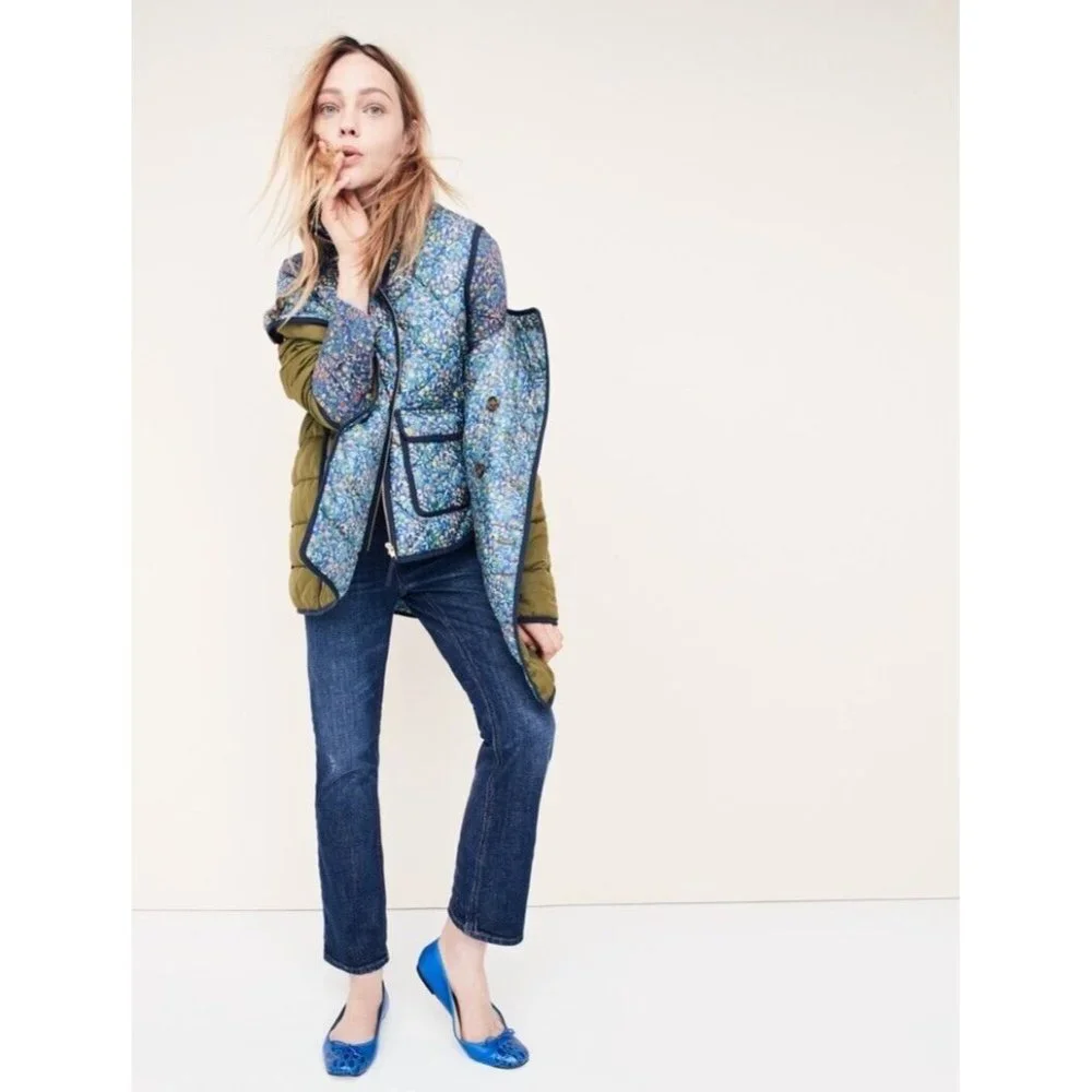 NWT J.Crew Excursion Vest in Catebsy Liberty Floral Bird Down Fill Quilted XS